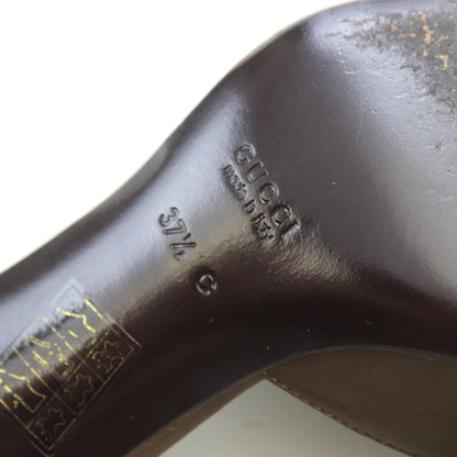 Vintage Gucci by Tom Ford Brown Leather Kitten Heel Horsebit Mules / 37.5 (US 7.5)