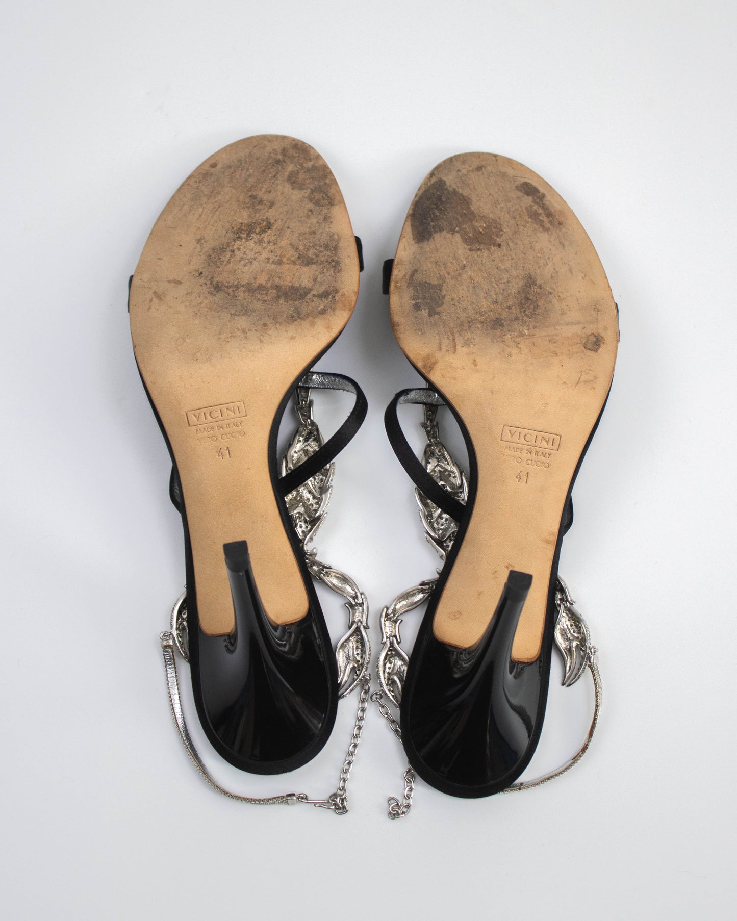 Vintage Vicini Giuseppe Zanotti Black Satin Scorpion Sandals / 41 (US 11)