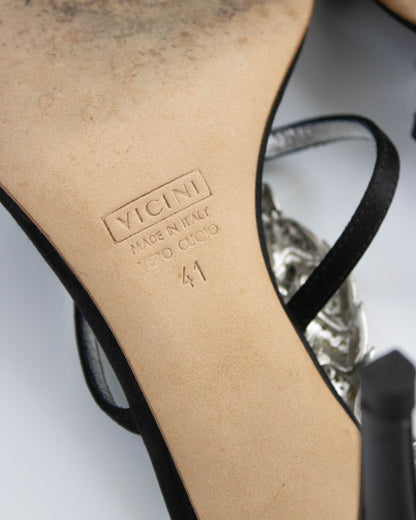 Vintage Vicini Giuseppe Zanotti Black Satin Scorpion Sandals / 41 (US 11)