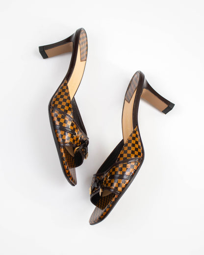 Vintage Louis Vuitton Damier Bow Detail Mule Heels / 36 (US 6)