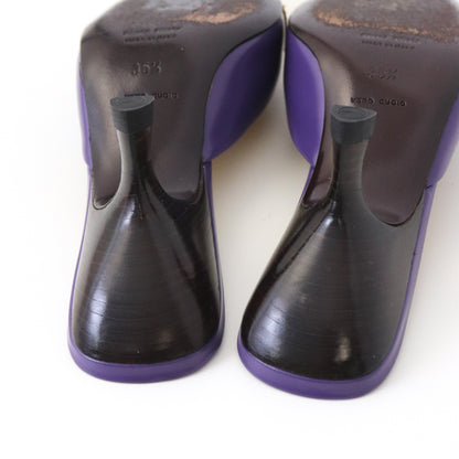 Vintage Miu Miu Prada Purple Yellow Leather Western Mules Pointed Toe Heels / 35.5 (US 5.5)