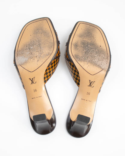 Vintage Louis Vuitton Damier Bow Detail Mule Heels / 36 (US 6)