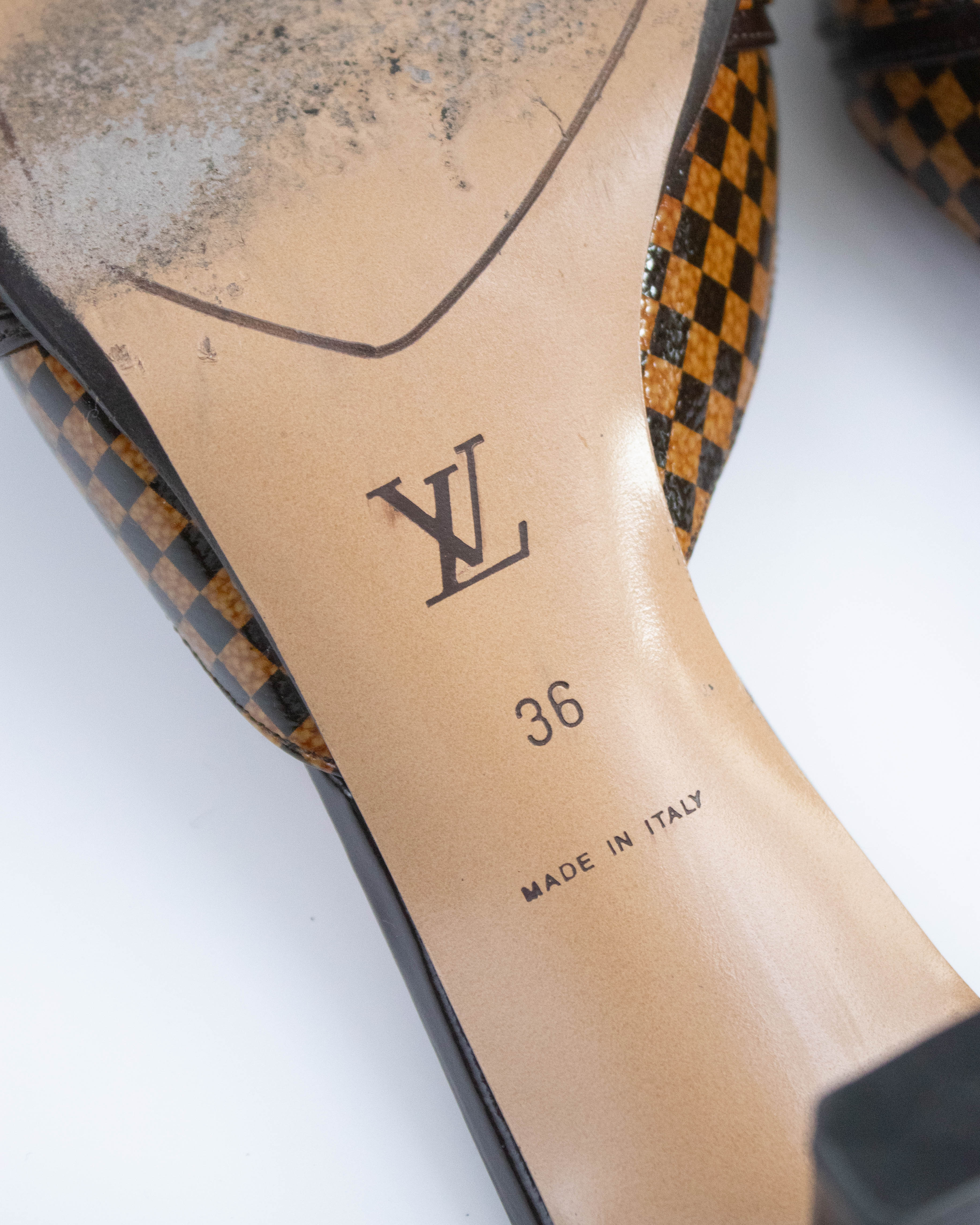 Vintage Louis Vuitton Damier Bow Detail Mule Heels / 36 (US 6