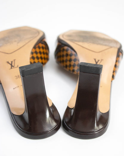 Vintage Louis Vuitton Damier Bow Detail Mule Heels / 36 (US 6)
