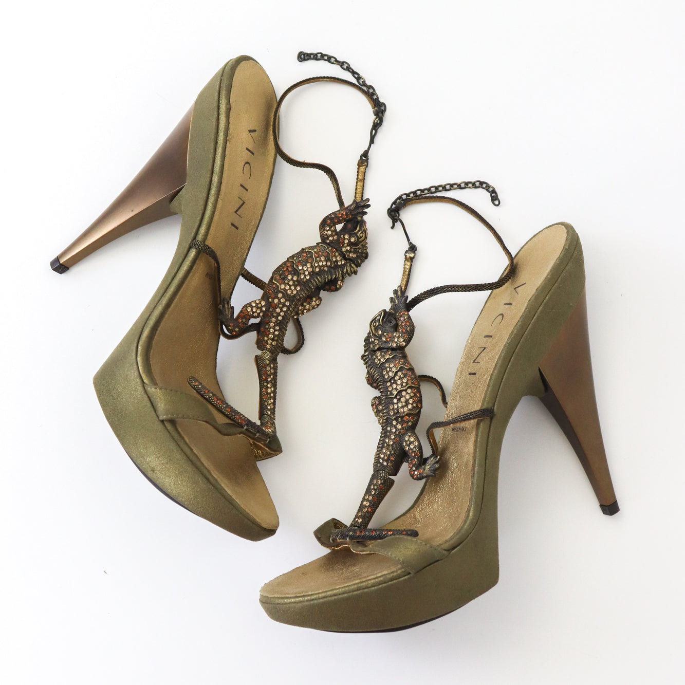 Vintage Vicini Giuseppe Zanotti Crystal Embellished Lizard Platform Heels / 36 ( US 6)
