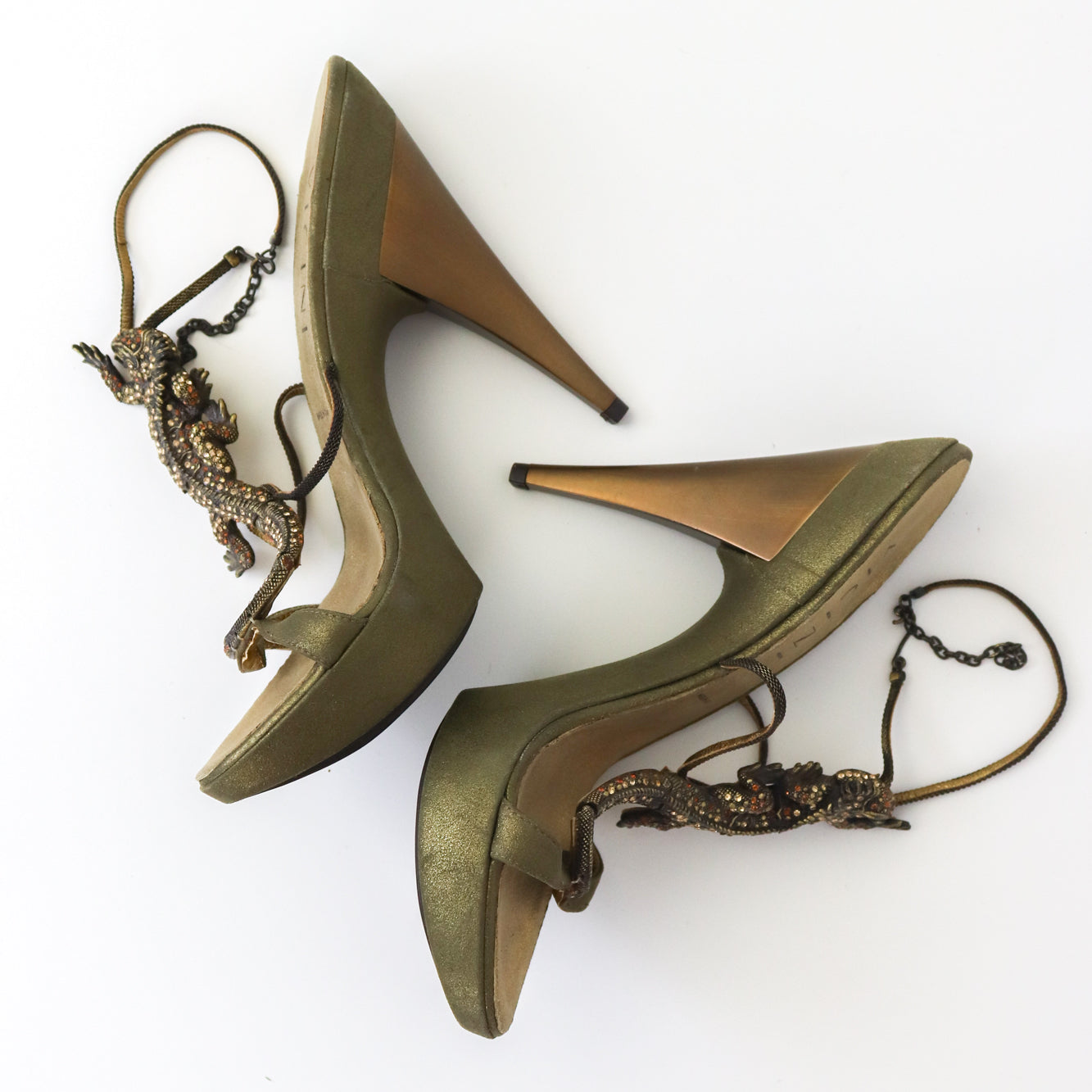 Vintage Vicini Giuseppe Zanotti Crystal Embellished Lizard Platform Heels / 36 ( US 6)