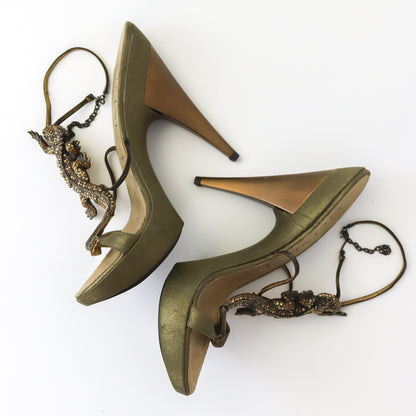 Vintage Vicini Giuseppe Zanotti Crystal Embellished Lizard Platform Heels / 36 ( US 6)