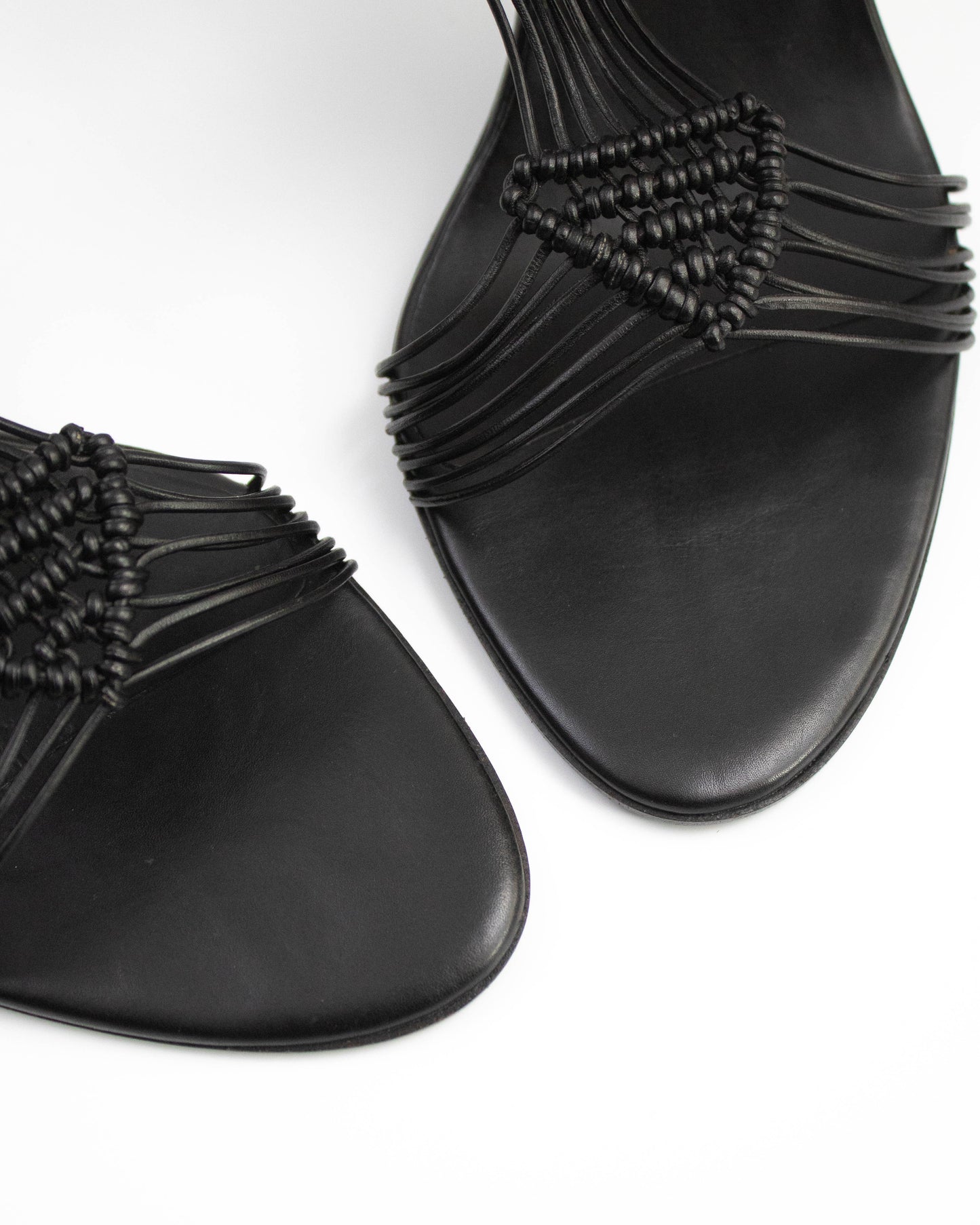 Vintage Gucci Black Braided Leather Sandals / 37.5 (US 7.5)