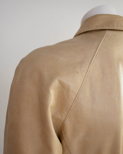 Vintage F/W 1999 Calvin Klein Collection Tan Leather Trench Coat / XS-S