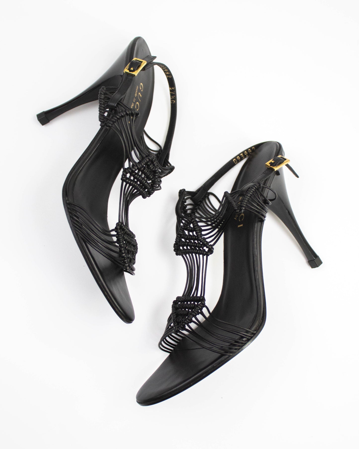 Vintage Gucci Black Braided Leather Sandals / 37.5 (US 7.5)