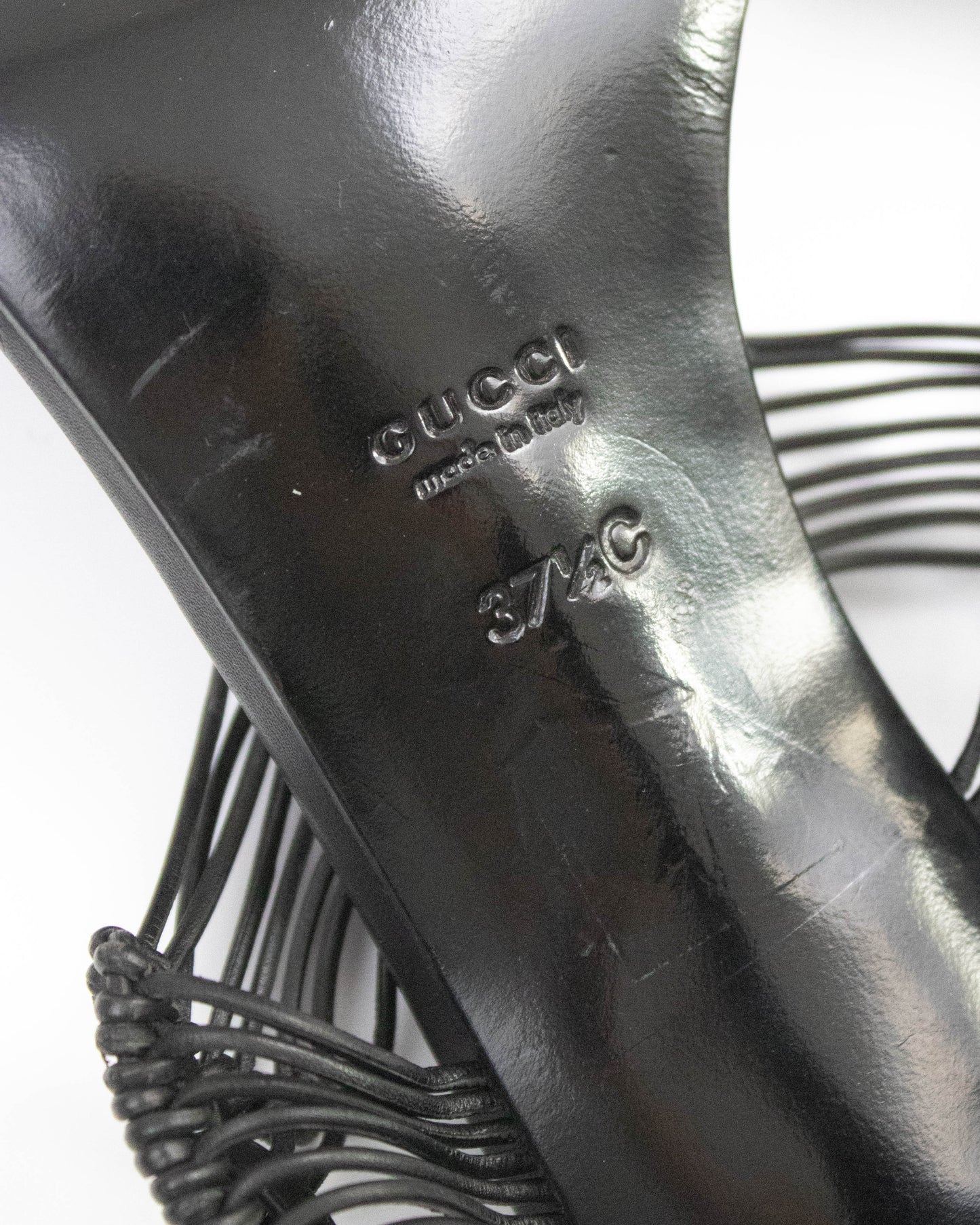 Vintage Gucci Black Braided Leather Sandals / 37.5 (US 7.5)