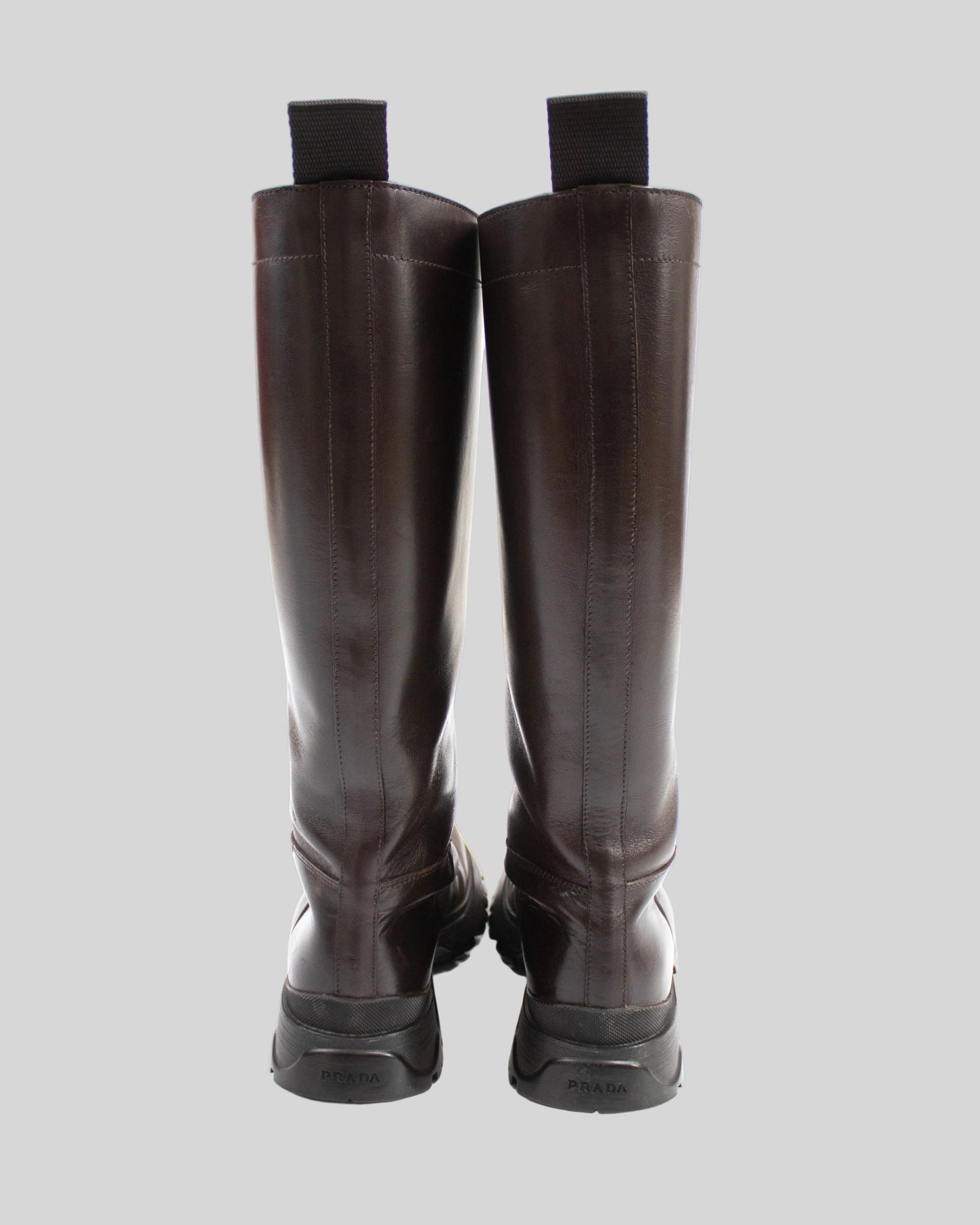 Vintage Prada Linea Rossa 2004 Brown Lug Sole Boots As seen on Bella Hadid / 38.5 (US 8.5)