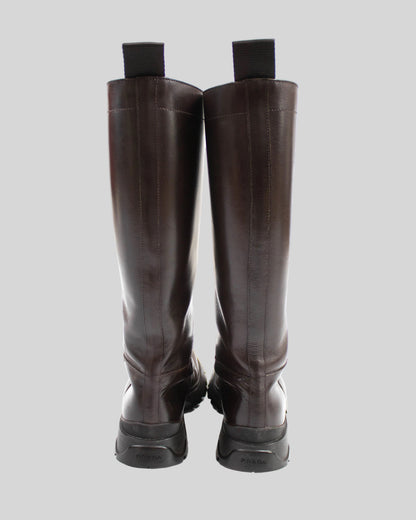 Vintage Prada Linea Rossa 2004 Brown Lug Sole Boots As seen on Bella Hadid / 38.5 (US 8.5)