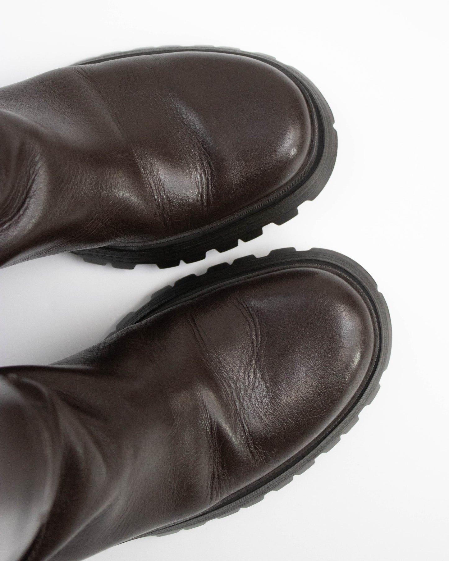 Vintage Prada Linea Rossa 2004 Brown Lug Sole Boots As seen on Bella Hadid / 38.5 (US 8.5)