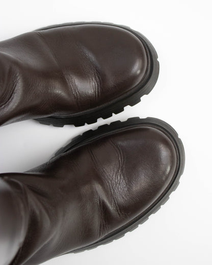 Vintage Prada Linea Rossa 2004 Brown Lug Sole Boots As seen on Bella Hadid / 38.5 (US 8.5)