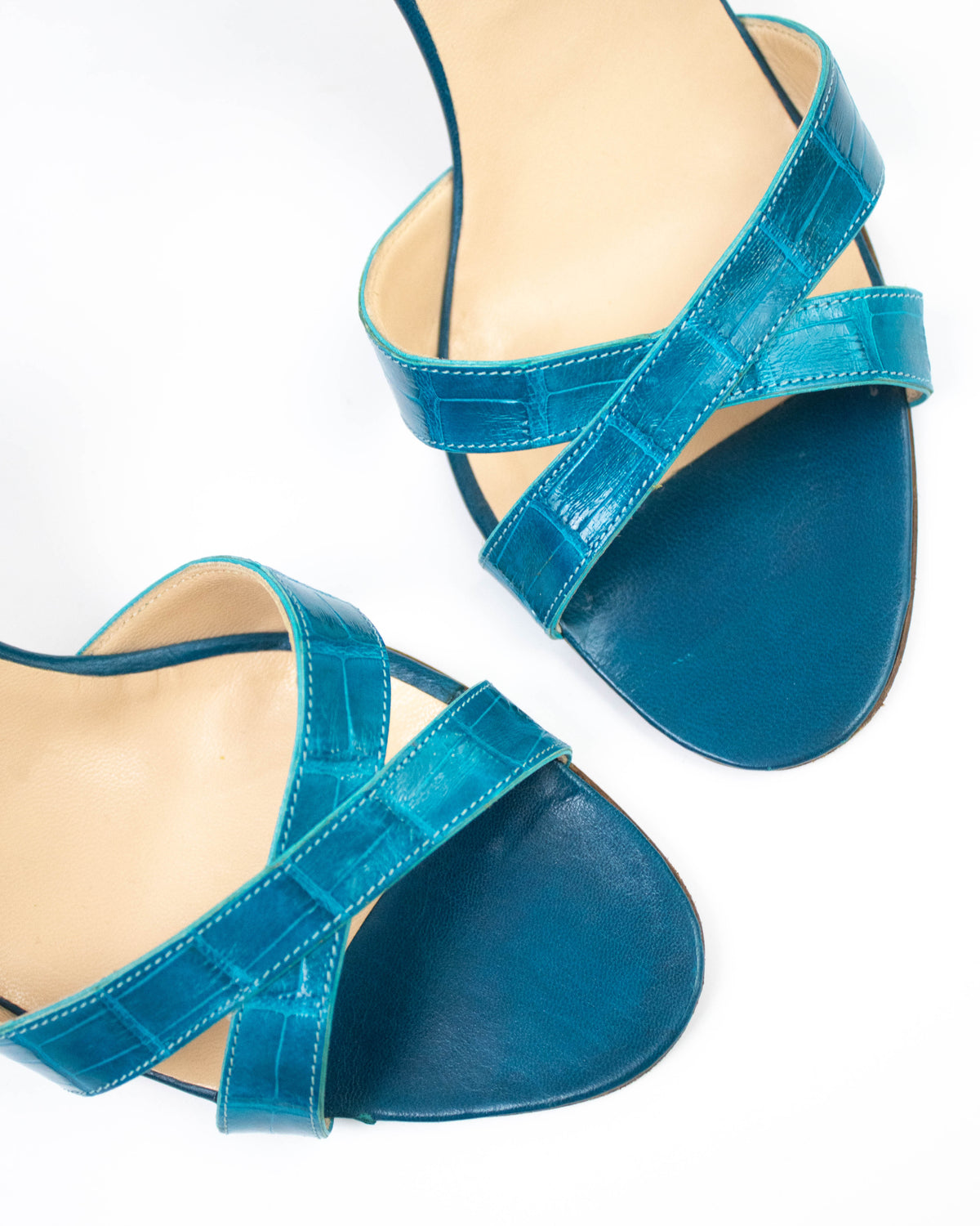 Vintage Manolo Blahnik Turquoise Callasli Ankle Strap Heels / 37 (US 7)