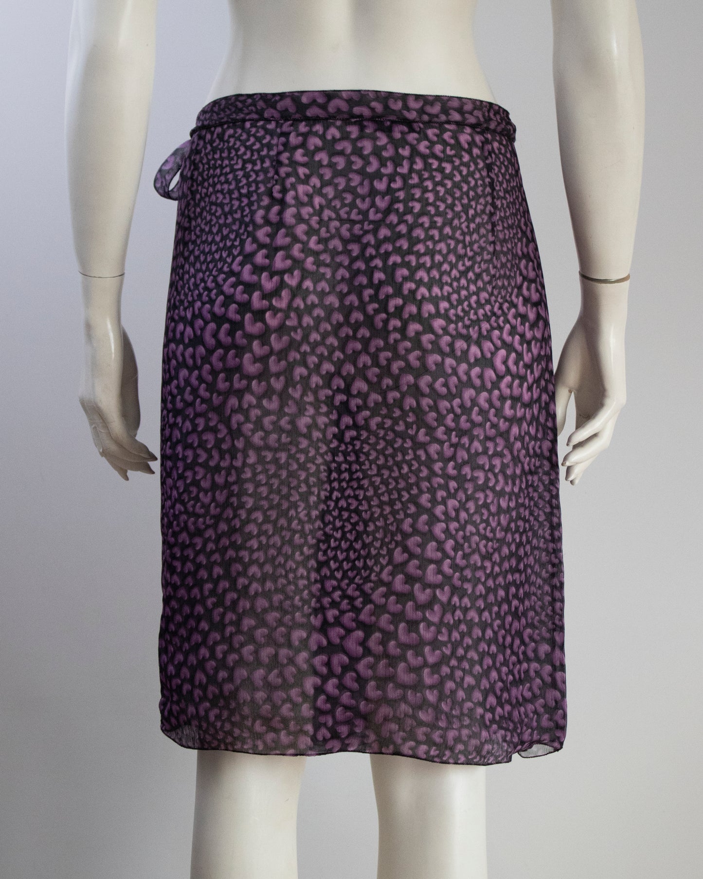 Vintage S/S 2000 Prada Hearts Print Silk Wrap Skirt / IT 40 (XS-S)