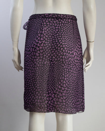 Vintage S/S 2000 Prada Hearts Print Silk Wrap Skirt / IT 40 (XS-S)