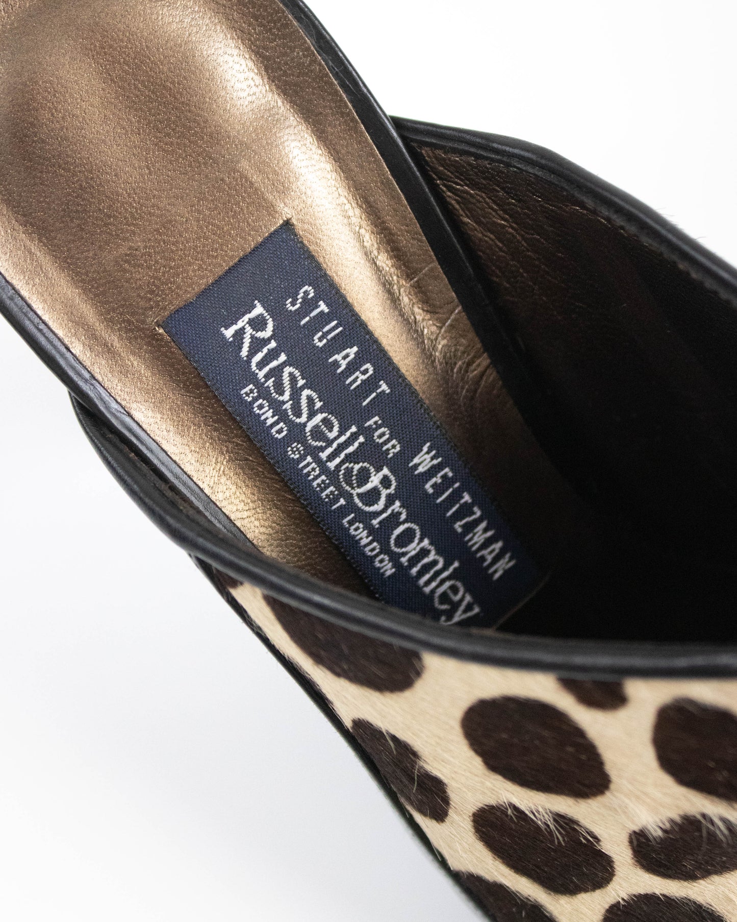 Vintage 1990s Stuart Weitzman Dalmatian Print Pony Hair Mule Heels / 35.5 (US 5.5)