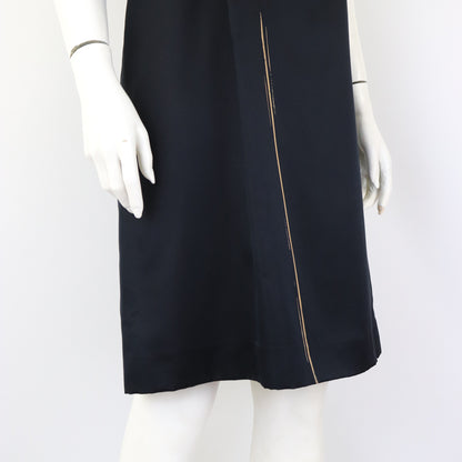 Vintage F/W 1997 Calvin Klein Collection Black Satin Dress Gold Line Detail / XS