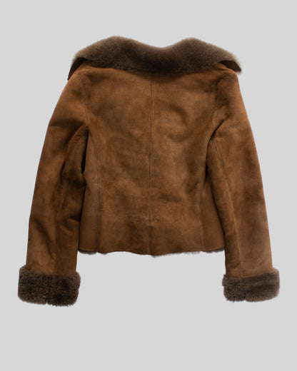 Vintage F/W 1994 Calvin Klein Collection Brown Lambskin Shearling Jacket / M