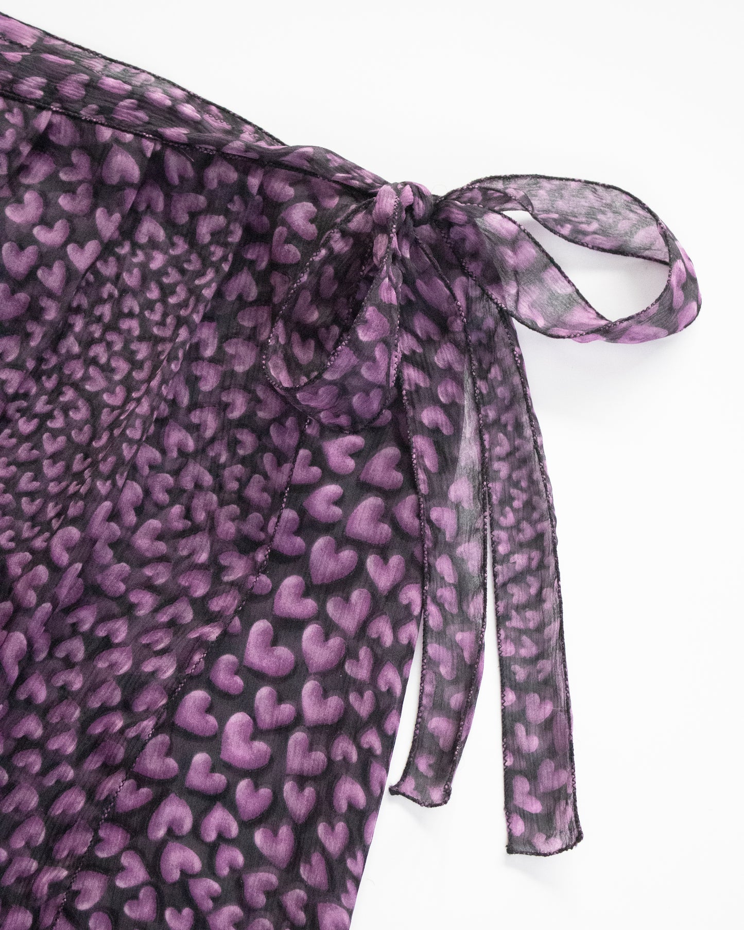 Vintage S/S 2000 Prada Hearts Print Silk Wrap Skirt / IT 40 (XS-S)