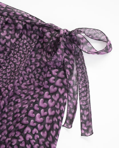 Vintage S/S 2000 Prada Hearts Print Silk Wrap Skirt / IT 40 (XS-S)