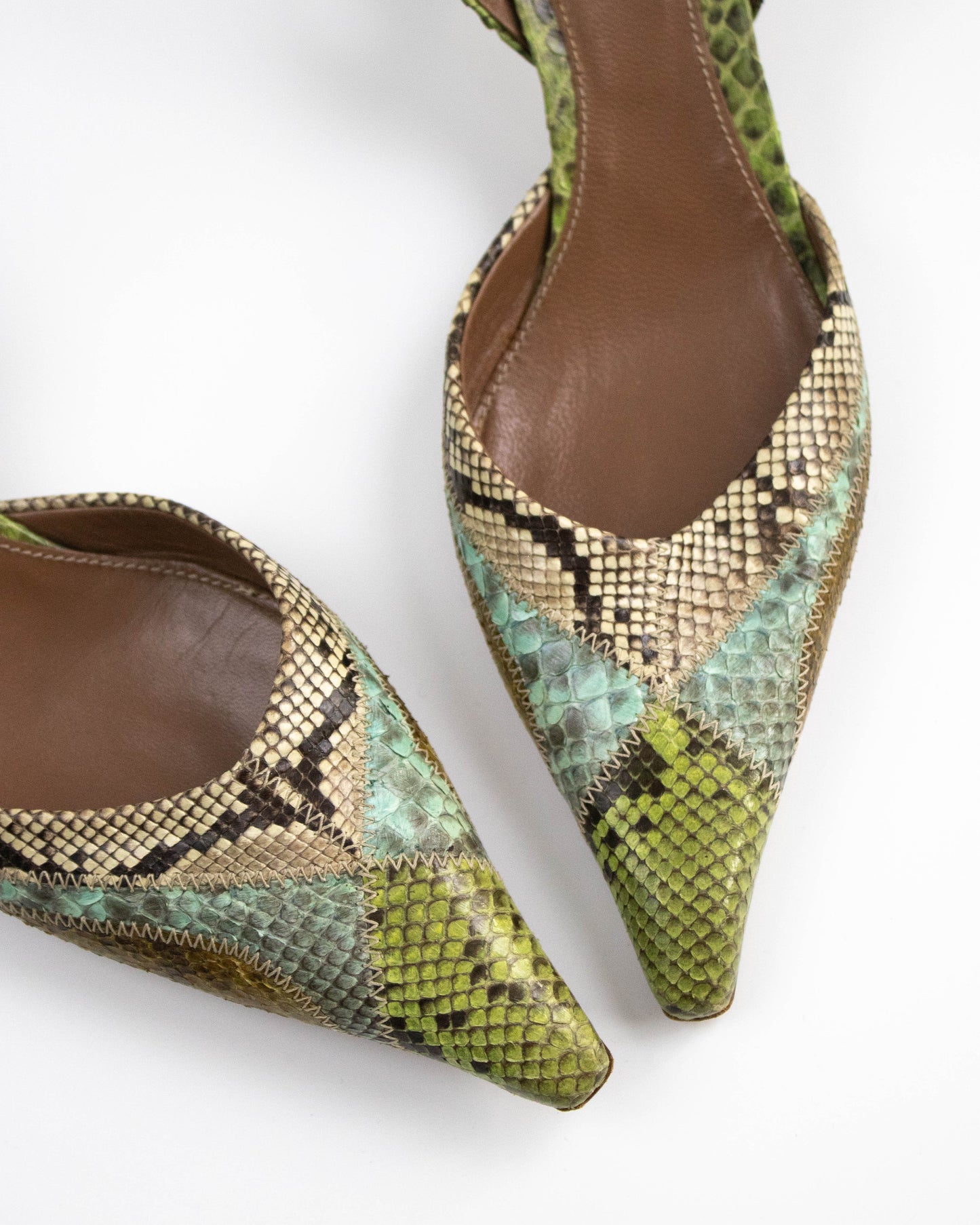 Vintage Prada Python Slingback Kitten Heels / 38 (US 8)