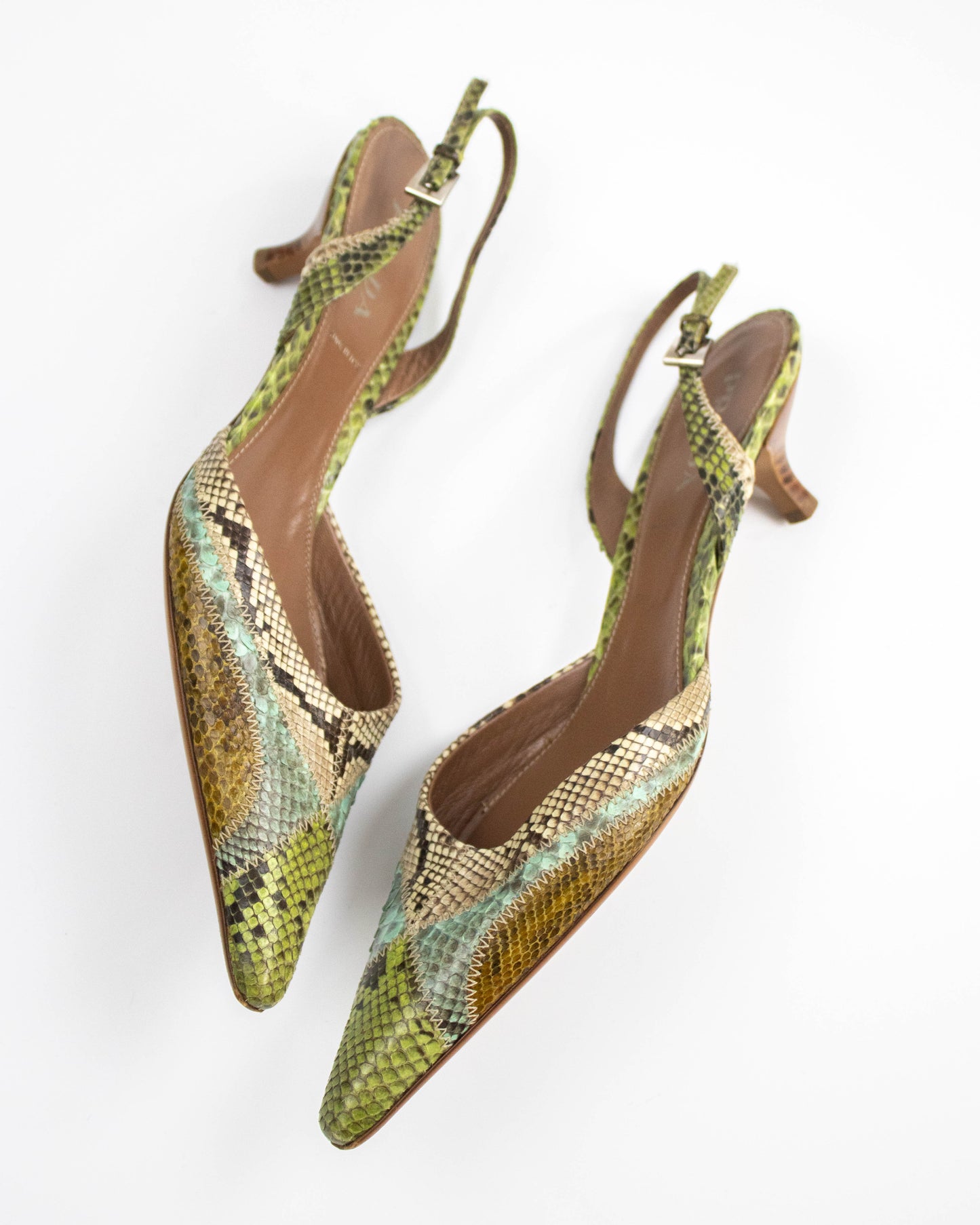Vintage Prada Python Slingback Kitten Heels / 38 (US 8)