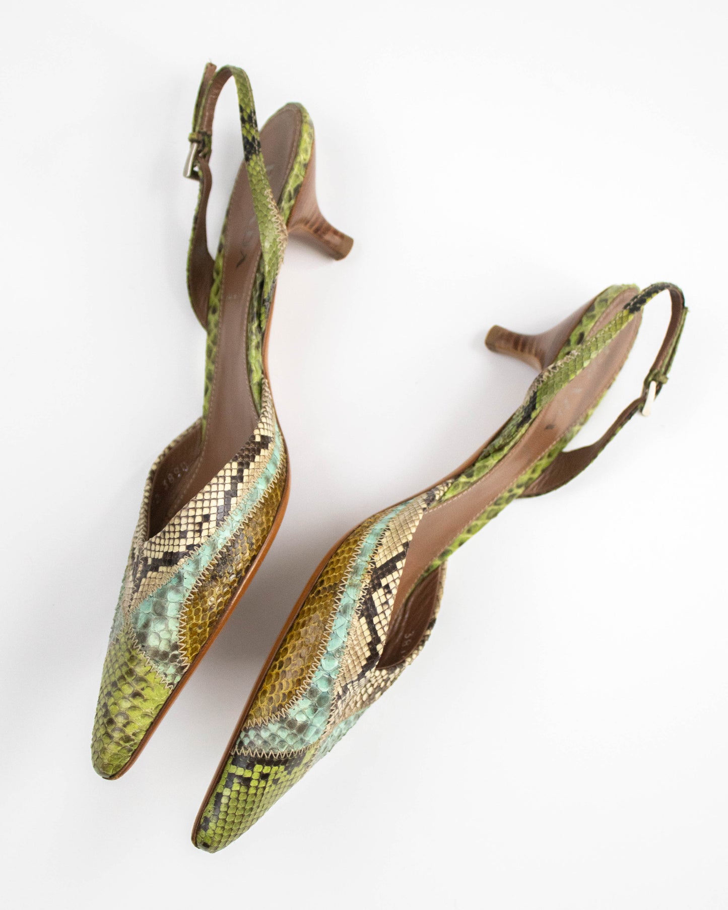 Vintage Prada Python Slingback Kitten Heels / 38 (US 8)