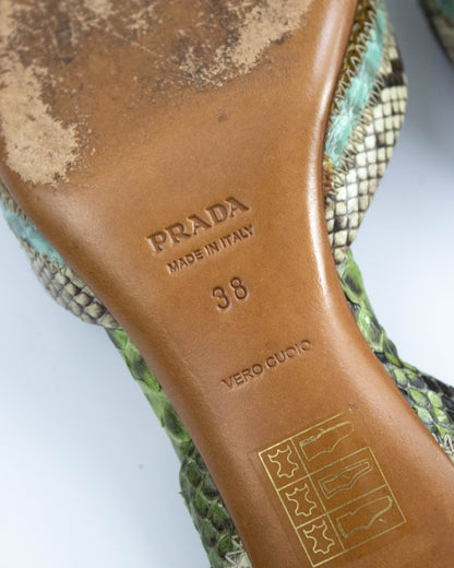 Vintage Prada Python Slingback Kitten Heels / 38 (US 8)