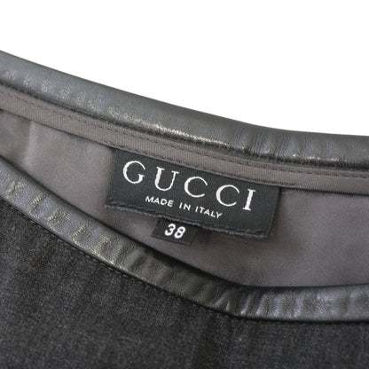 Vintage F/W 1997 Gucci by Tom Ford Wool Skirt Slit Leather Trim / IT 38 (XS)