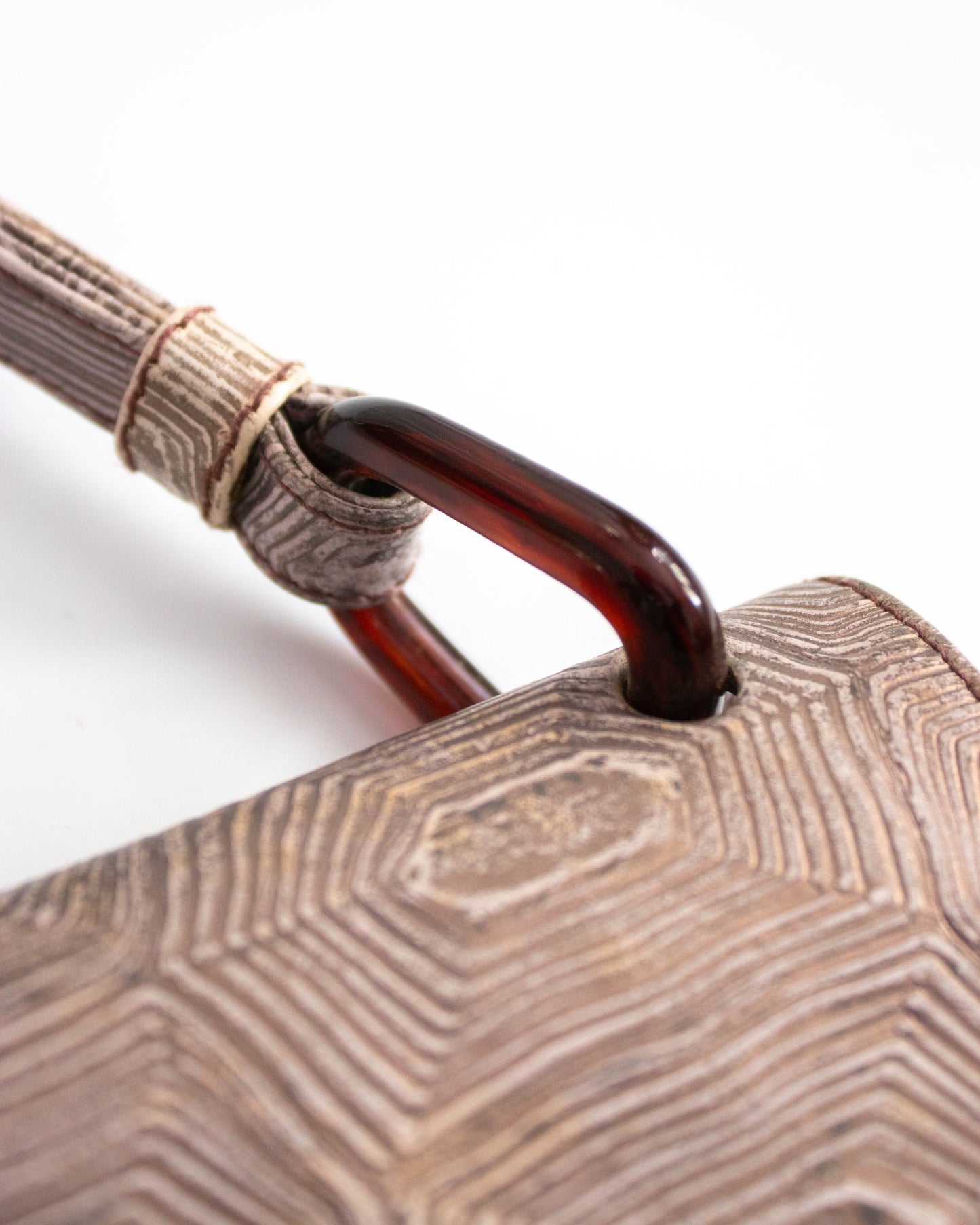 Vintage F/W 1996 Prada Tartaruga Lilac Embossed Leather Mini Bag