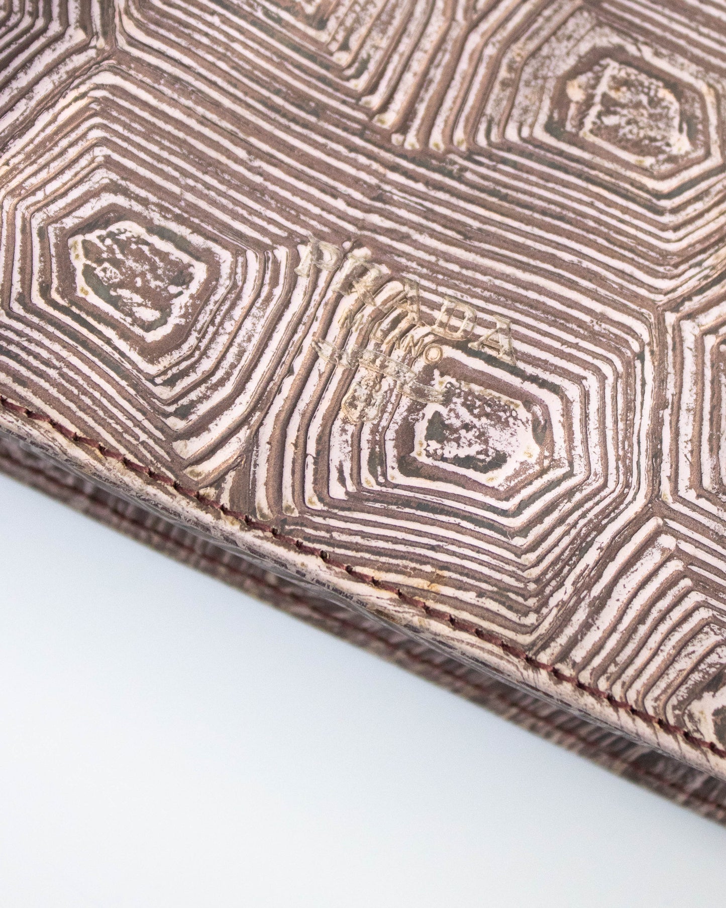 Vintage F/W 1996 Prada Tartaruga Lilac Embossed Leather Mini Bag