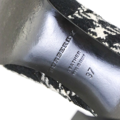 Vintage 2000s Burberry Black Nova Check Wool Boots Pointed Toe Heels / 37 (US 7)