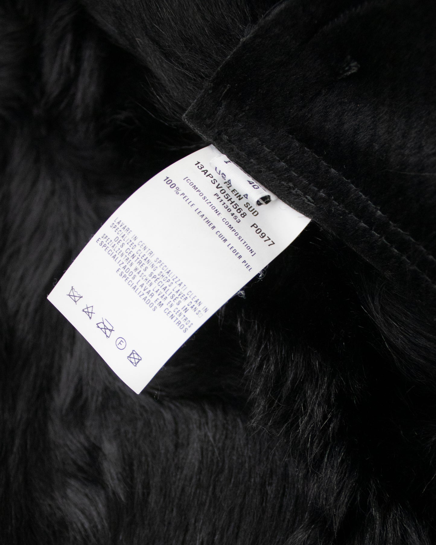 Vintage Plein Sud Black Leather Shearling Jacket / IT 40 (XS)