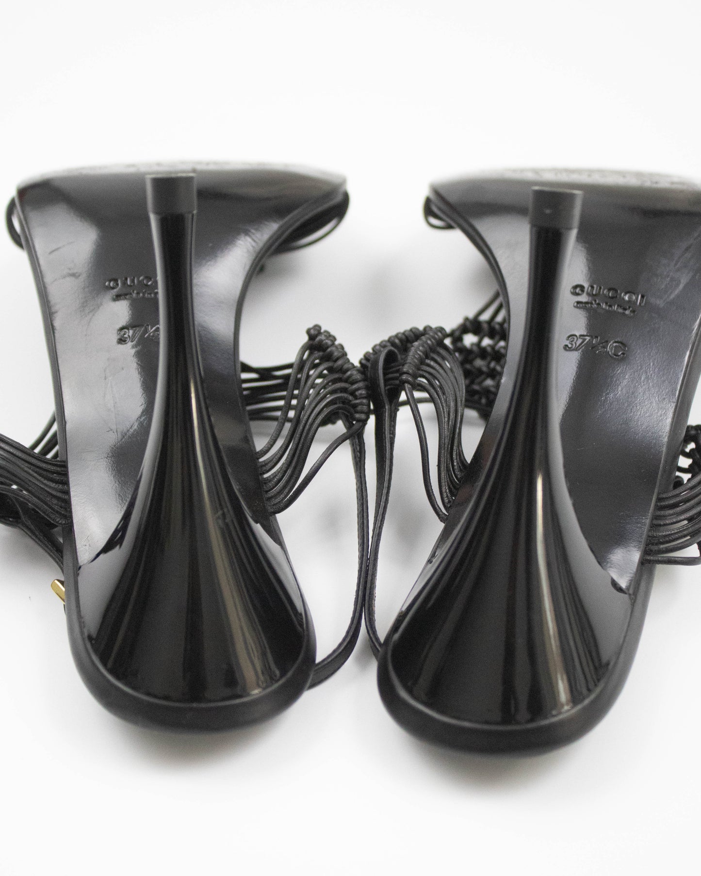 Vintage Gucci Black Braided Leather Sandals / 37.5 (US 7.5)