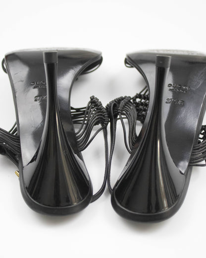 Vintage Gucci Black Braided Leather Sandals / 37.5 (US 7.5)
