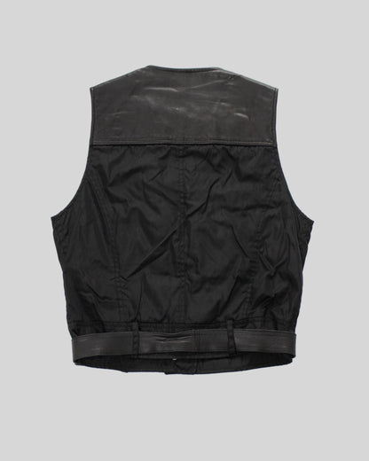 Vintage F/W 1994 Prada Leather Nylon Runway Cropped Belted Vest / M