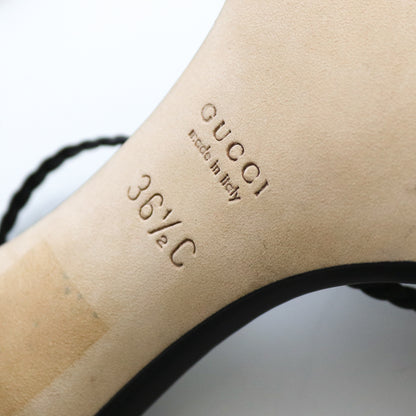 Vintage F/W 2002 Gucci by Tom Ford Black Braided Leather Strappy Heels Bamboo Insole / 36.5 (US 6.5)