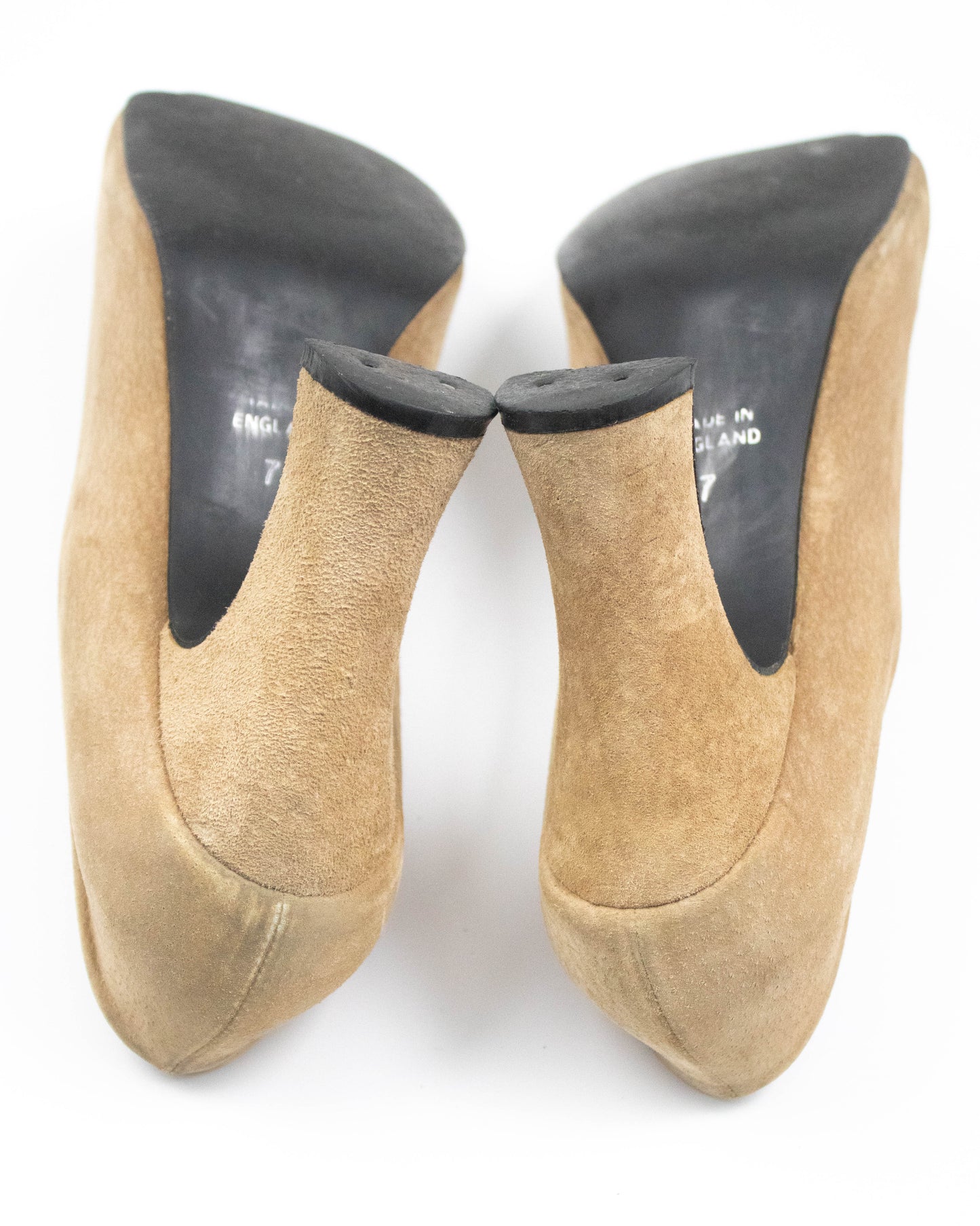 Vintage 2000s Vivienne Westwood Beige Suede Animal Toe Pumps / 40 (US 10)