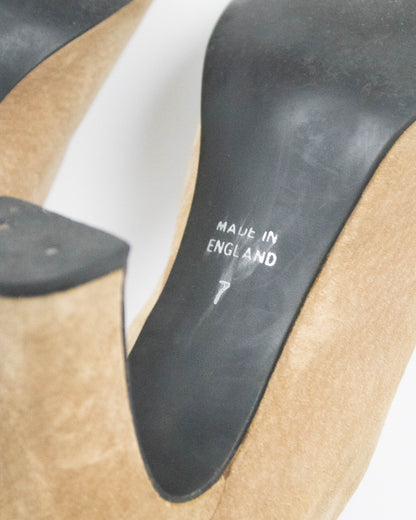 Vintage 2000s Vivienne Westwood Beige Suede Animal Toe Pumps / 40 (US 10)