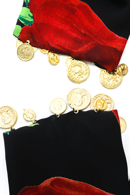 Vintage S/S 1992 Complice by Dolce&Gabbana Coins Embellished Floral Print Wrap Top / IT 42 (S)