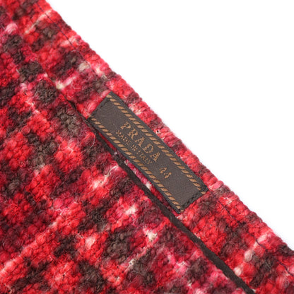 F/W 1996 Prada Red Mohair Wool Tweed Midi Skirt Runway / IT 44 (M)