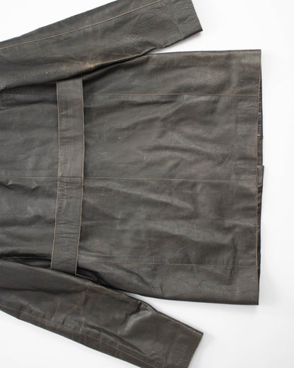 Vintage F/W 2000 Calvin Klein Collection Brown Leather Runway Jacket / S