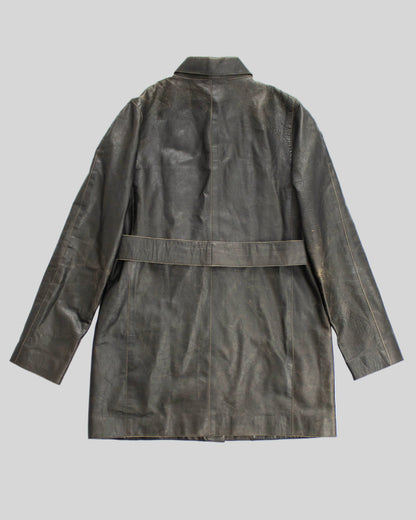 Vintage F/W 2000 Calvin Klein Collection Brown Leather Runway Jacket / S