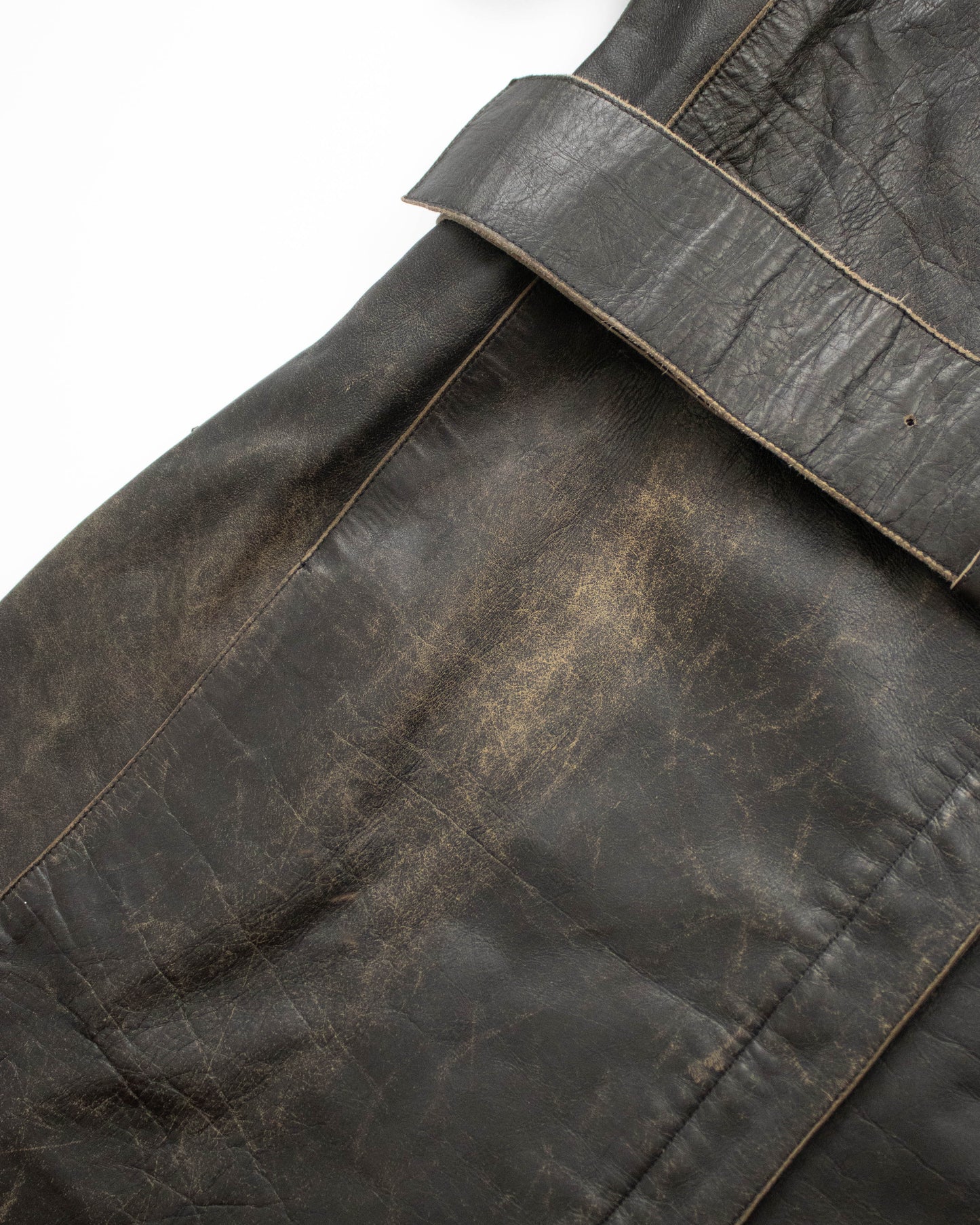 Vintage F/W 2000 Calvin Klein Collection Brown Leather Runway Jacket / S