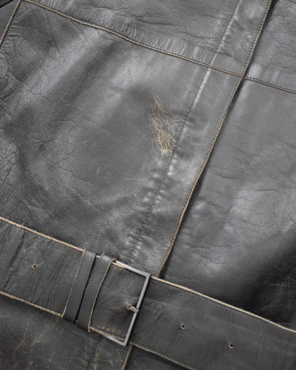 Vintage F/W 2000 Calvin Klein Collection Brown Leather Runway Jacket / S