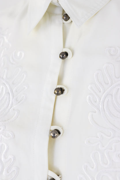 Vintage S/S 1993 Rifat Ozbek Embroidered Blouse Runway Top / IT 42 (S)