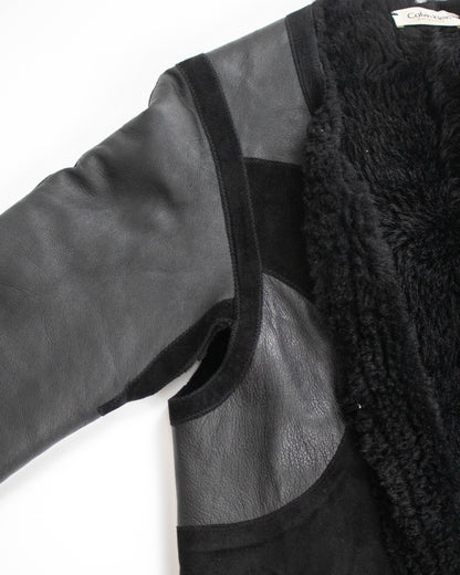 Vintage F/W 2002 Calvin Klein Collection Runway Black Shearling Coat / S